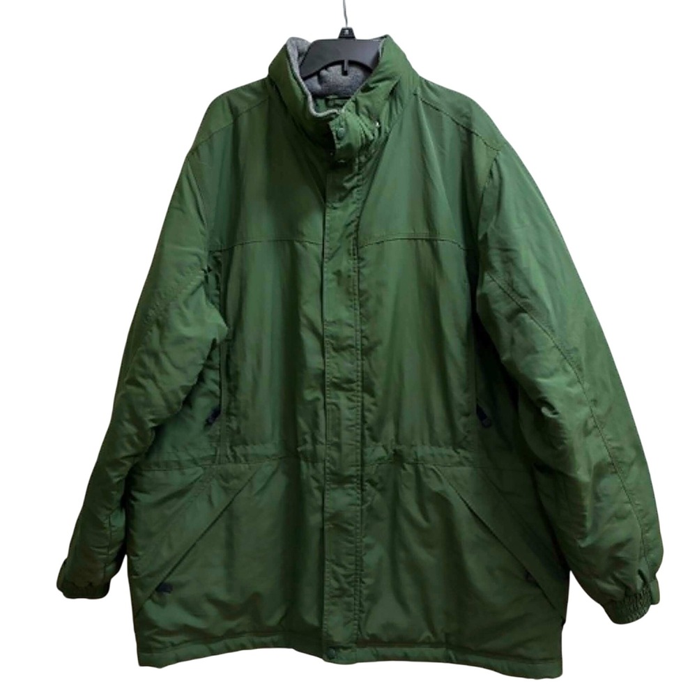 LL Bean Parka Jacket Mens L Green Insulated Fleece Lined Winter Outdoor Gorpcore